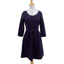 Maeve Dress Womens 2 Blue Red Brenna Striped Textured Ribbed Structured Back Zip