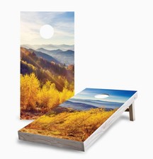 Cornhole Boards Skips Garage Autumn Mountains Outdoor Lawn Game Set
