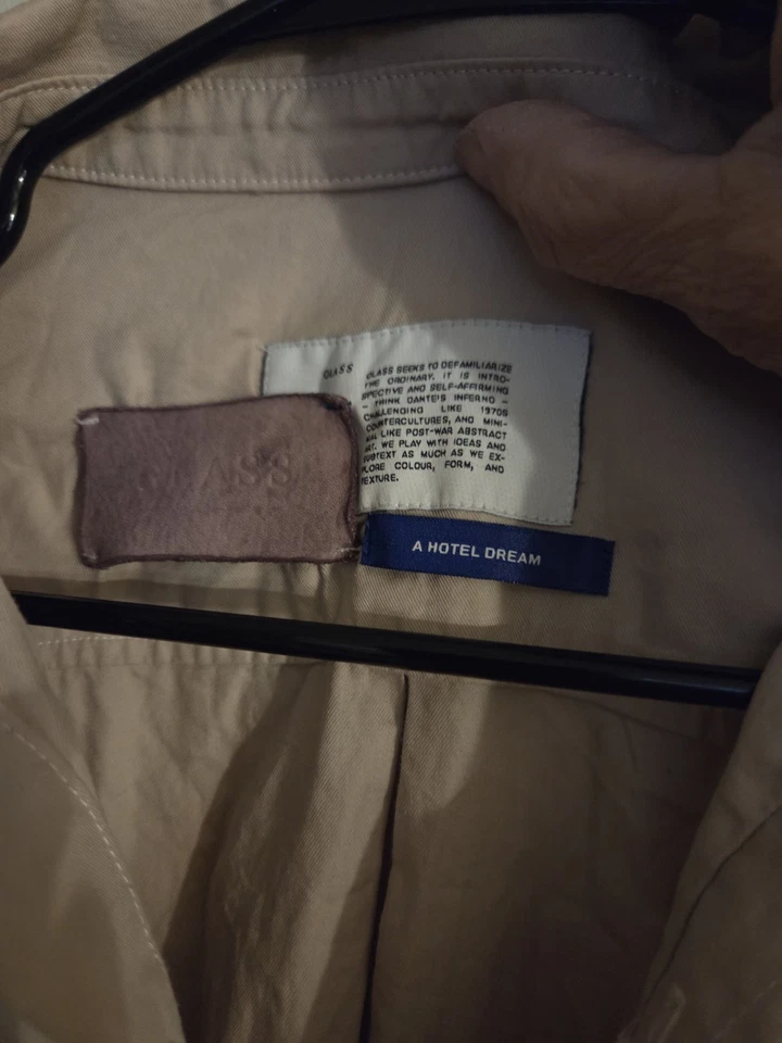 Glass Cypress Tan Button Down Shirt with Safty Pin Size Large - Image 2 of 4