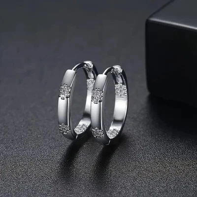 Paire de créoles argent or rose zirconium créoles femme créoles femme cadeau - Photo 1/4