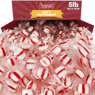Soft Peppermint Candy Mints, 5 Pound Mints Bulk Individually Wrapped, Refreshing
