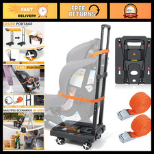 Folding Car Seat Dolly for Airport Travel - Portable Roller Cart, Black