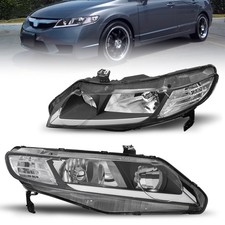 Pair Led Drl Headlights For 2006-2011 Honda Civic Sedan W Sequential Signal