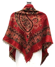 Pashmina Paisley Silk Shawl Wrap Red Black Orange Pashmina/Silk Fall Boho
