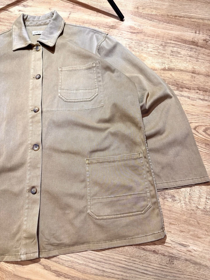 Sobrecamisa Chaqueta Orvis French Chore Marrón Mostaza Estilo Azteca Bordada Para Hombre L Foto 3 de 4