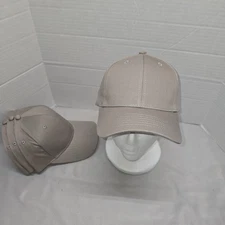 Blank Solid Sportsman Tan Blank 6 Panel Baseball Ball Cap Adj Strapback Nwot (4)