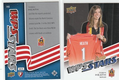 2010 Upper Deck MLS WPS Soccer TOBIN HEATH Rookie USWNT Arsenal NWSL RC    QTY