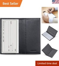 Luxurious Pebbled Black Checkbook Cover - Handmade Italian Leather Design