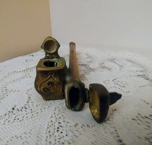 Antiguo estuche para escribas Qalamdan de latón persa de Oriente Medio - Imagen 2 de 11