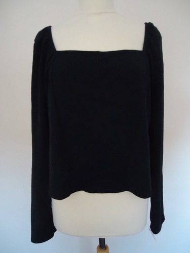 ASOS BLACK RIBBED SQUARE NECK TOP SIZE 24 NEW - Picture 1 of 4
