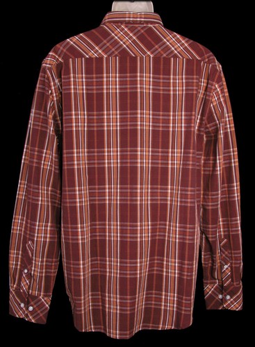 Canterbury of New Zealand Mens Western Plaid Shirt XL Burgundy Orange Red NEW - Picture 7 of 7