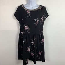 Xhilaration Dress Sz L Black Floral Dark Cottagecore Soft Grunge Whimsigoth