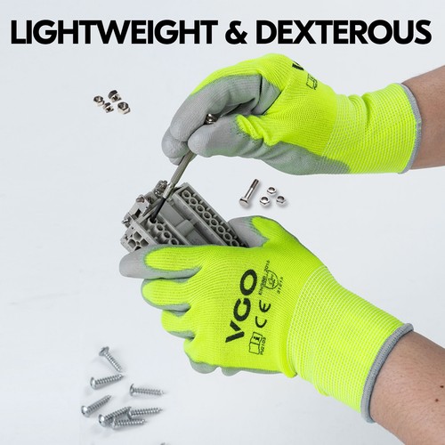 Vgo 10/15 Pairs PU Coated Painting,Yardwork,Gardening,DIY,Work Gloves (PU2103-Y) - Picture 2 of 6