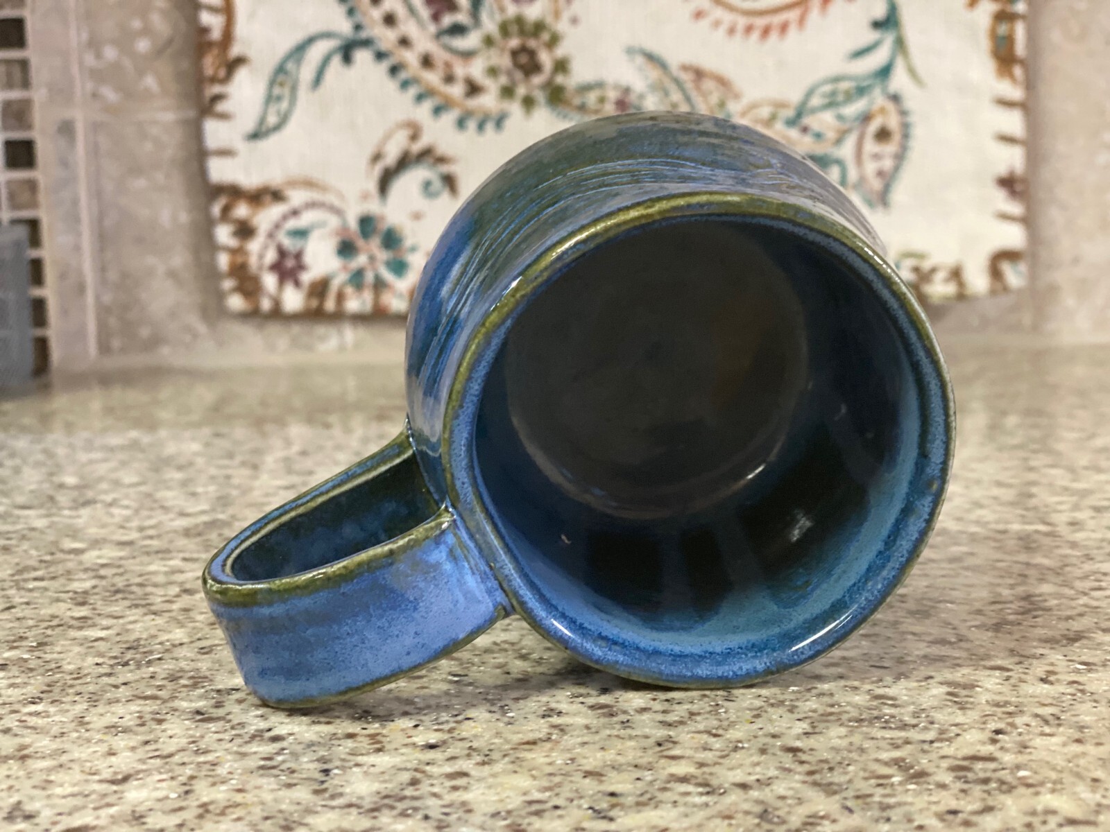 Hand Spun~Pottery~Blue Wave~Stoneware~2¾" Coffee Mug~Artist Cam image 5