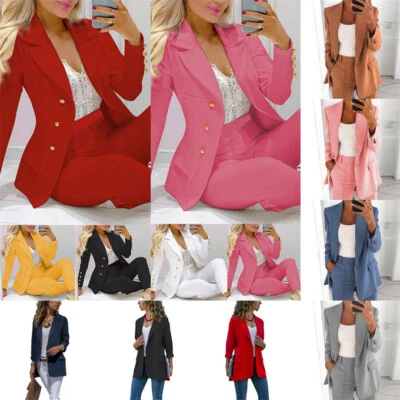 Frauen Outfits Ol Anzug Solide Schlanke Knöpfe Revers Blazer Anzüge Hosen ▽ - Bild 1 von 4