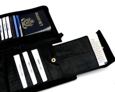 Genuine Leather Travel Organizer Ticket Boarding Pass Passport Holder US SELLER