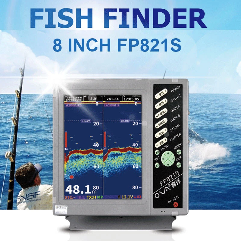 FP821S 8inch DSP Digital Underwater Fish Finder Boat Fish Detector w/ Transducer - Image 2 of 4