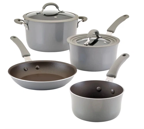 Rachael Ray Cook + Create Nonstick Cookware Pots and Pans Set with Universal Lid