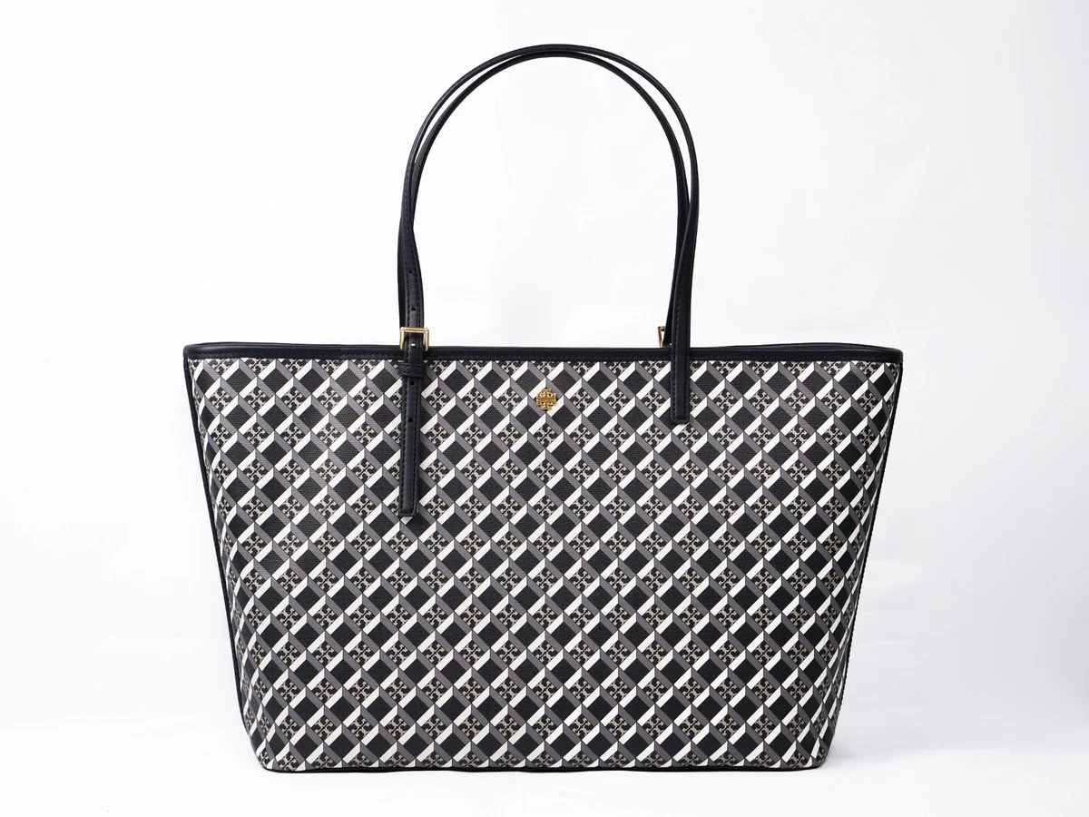 Tory Burch Black Geo Logo Tote Bag