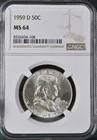 1959 D Franklin Half Dollar 50¢ NGC MS 64 EB