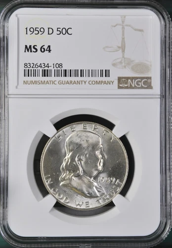1959 D Franklin Half Dollar 50C NGC MS64 EB