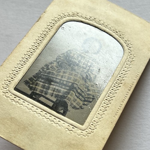 Antique Tintype Photograph Adorable Little Girl Plaid Tinted Yellow Dress - Picture 5 of 9