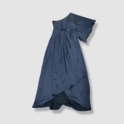 Ramy Brook Women's Blue Pleated Twisted Front One-Shoulder Simone Dress Size 10