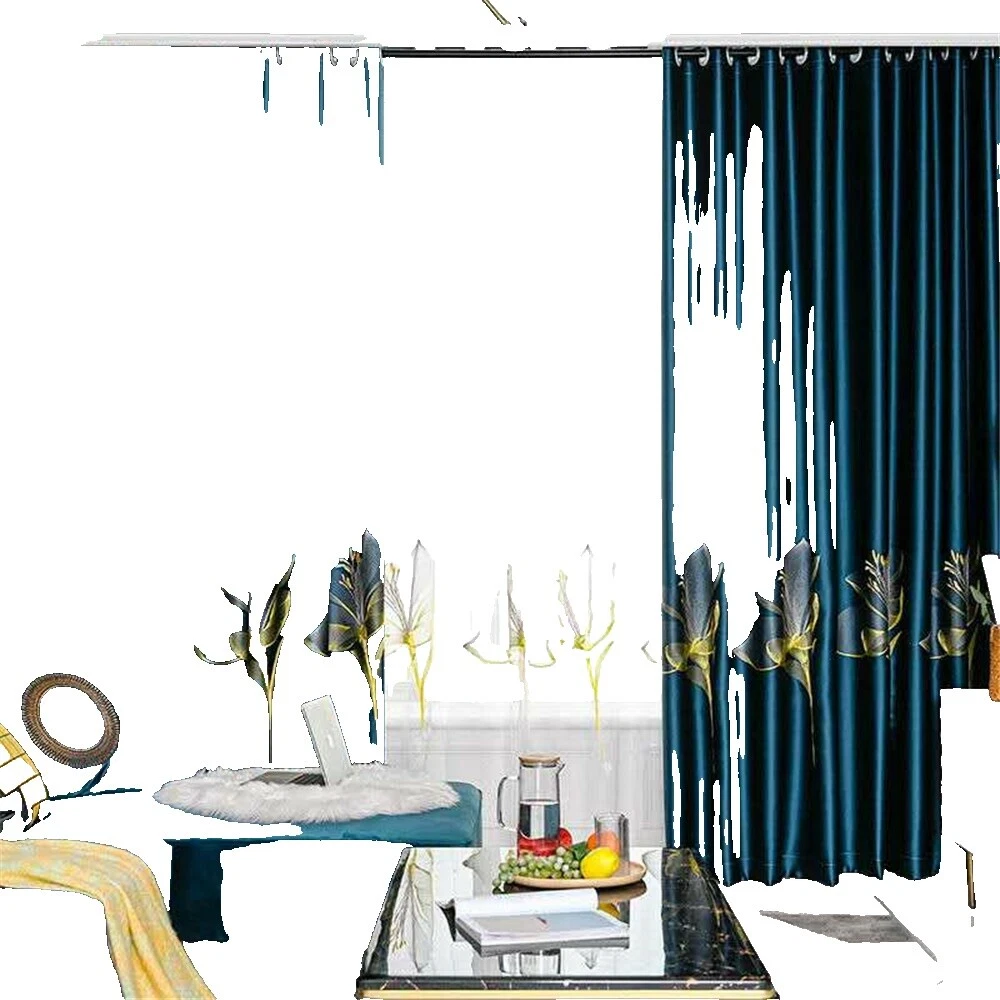 缎面花卉现代窗帘和窗帘