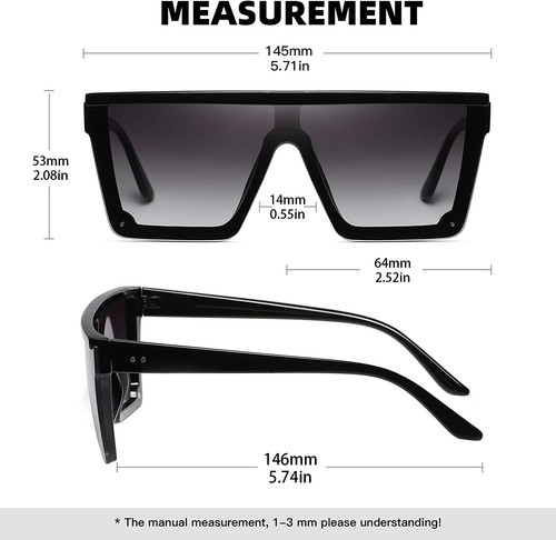 Skin Friendly Oversized Square Rimless Flat Sunglasses for Men Women Outdoor - Picture 8 of 12