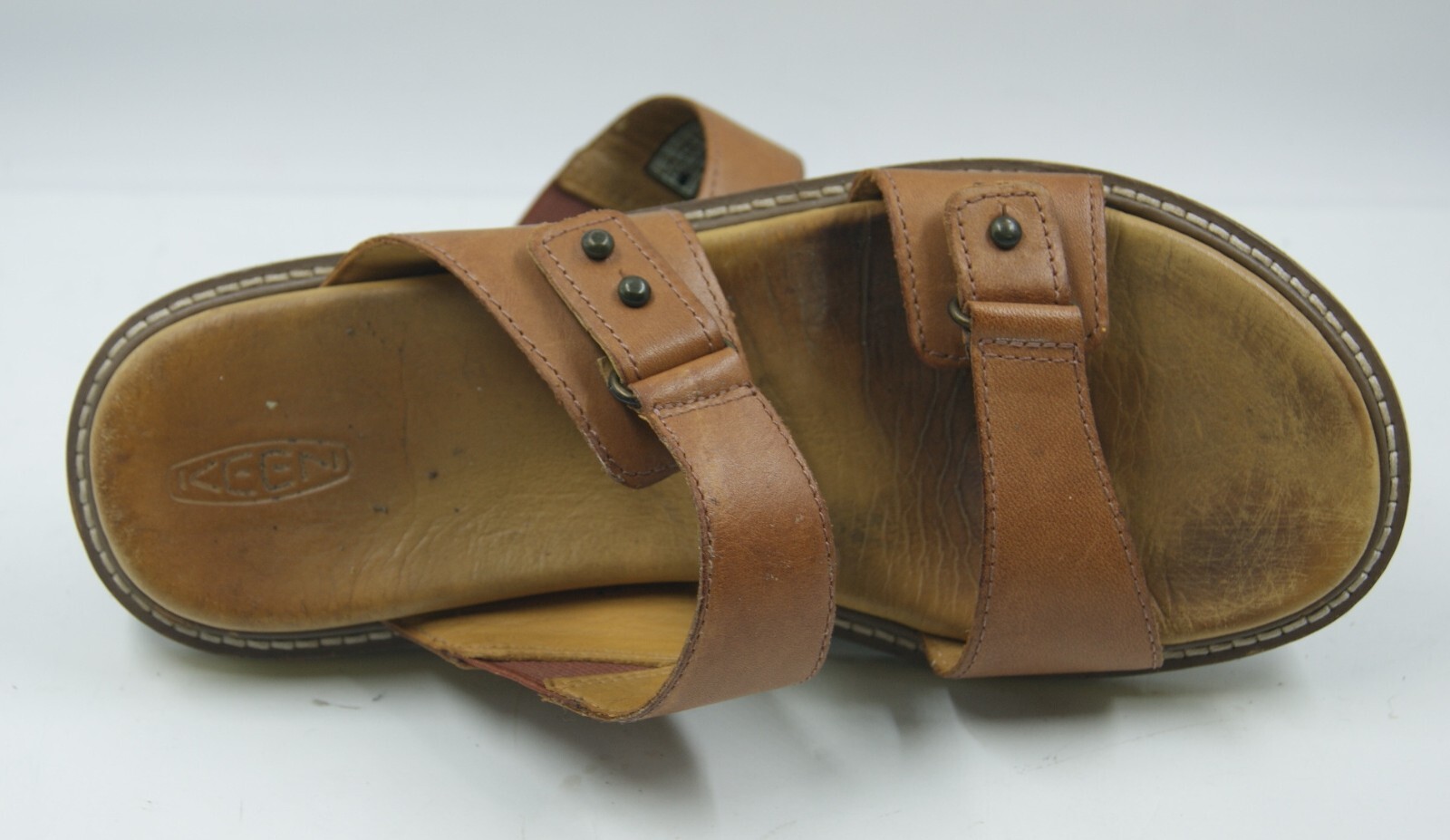 Sandali donna Keen Lana slide taglia 9 pelle marrone doppio cinturino slide comodi