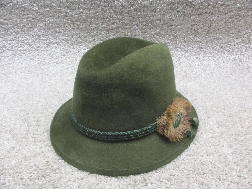 De colección Brooks Brothers Terciopelo Austriaco Fedora Musgo Verde Alce Detalle 7 3/8 Usado en Excelente Condición Foto 2 de 4