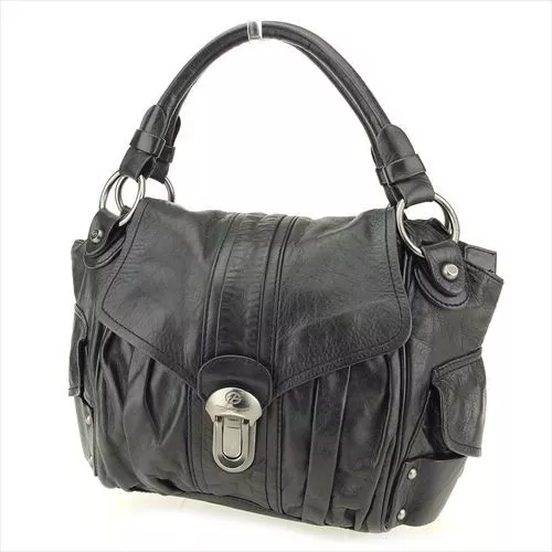 Francesco Biasia Bag Handbag Black Silver leather Woman Authentic