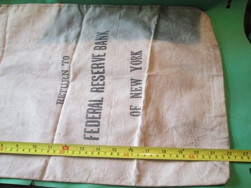 VTG RETURN TO FEDERAL RESERVE BANK OF New York Bank Advertising Money Bag V OLD - Picture 3 of 4