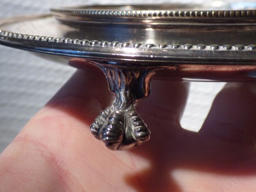 Antique Silver-Plated Wine Bottle Coaster Stand Tray with Ball & Claw Feet - 第 9/11 張圖片