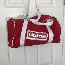 Vintage Lipton Tea Red Duffle Gym Bag Tote Ba...