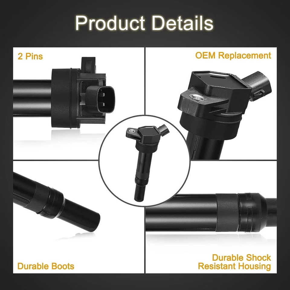 4X bobinas de encendido + 4X bujías para Hyundai Elantra 2012-2016 1,8L L4 UF651 Foto 3 de 4