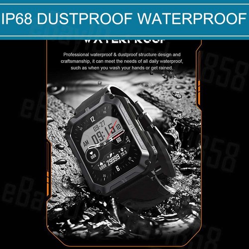 Military Smart watch Bluetooth Rugged Tactical Smartwatch with Heart Rate IP68 A - Picture 7 of 15