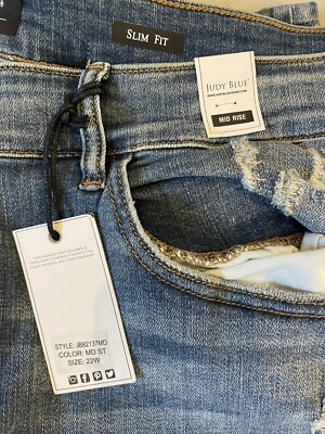 Judy Blue Slim Fit Distressed Ripped Repair Jeans JB82137MD Size