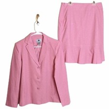 JW Vintage Women's pink linen dress suit blazer size 6 Barbie