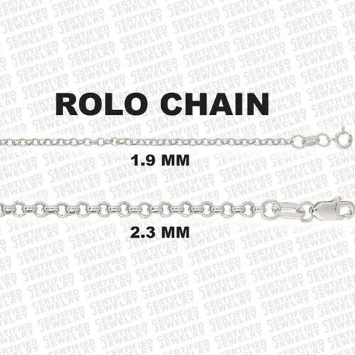 10K Naszyjnik z białego złota Rolo, 16"- 30" cali, grubość 2mm 2,4mm - Zdjęcie 1 z 4