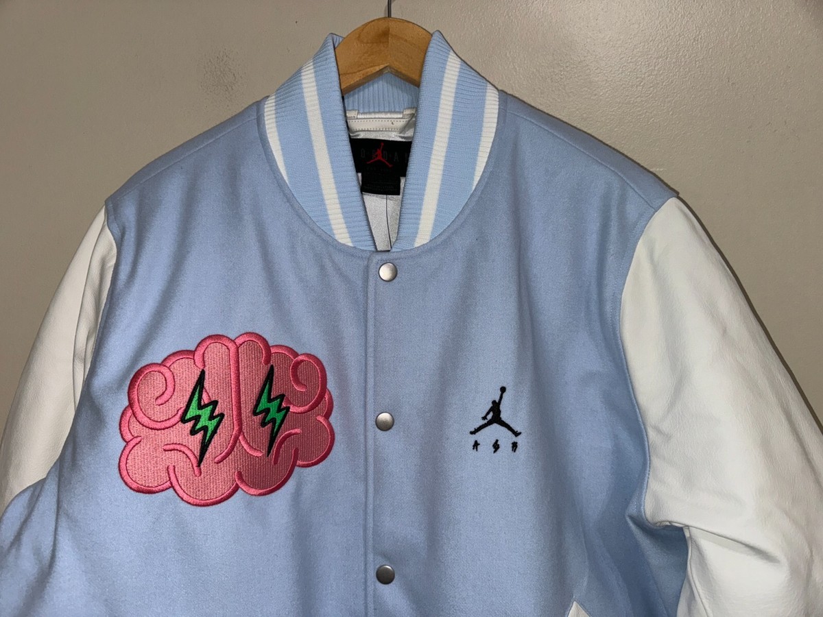 Jordan x J Balvin Varsity Jacket Leather Sleeve Snap Men's Size L