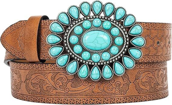 Cowboy Turquoise Western Belt for Women Concho Cowgirl Belt  display picture 2