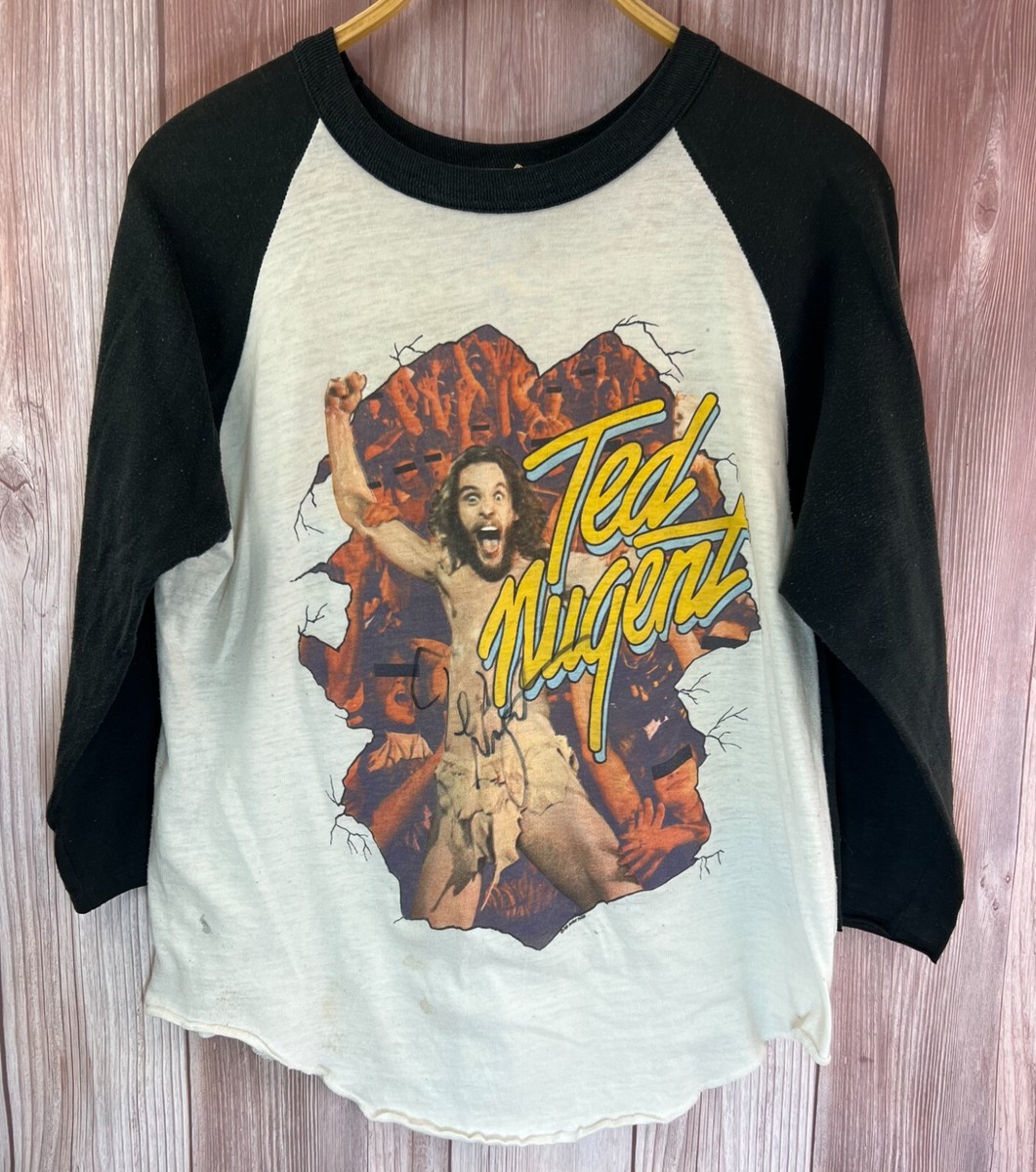 【B級品】希少 globe tour 1998 VネックTシャツ Ted Nugent 1981 Intensities Autograph USA Vintage Concert Tour T