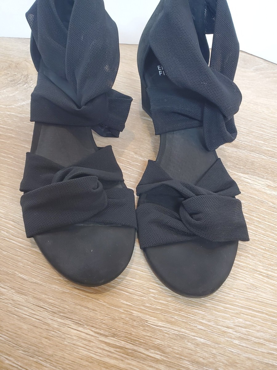 Eileen Fisher Joy Knotted Black Mesh Zip Sandals Size 7.5 | eBay display picture 1