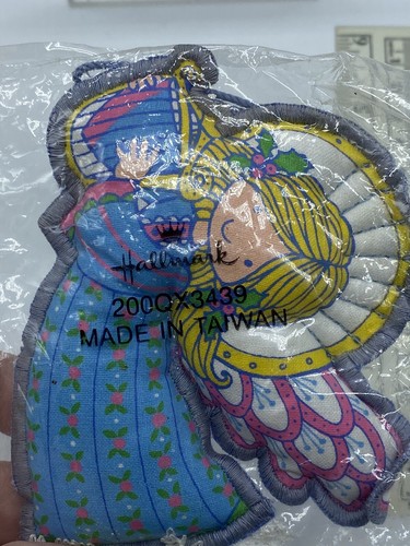 Vintage Hallmark Fabric Angel Christmas Ornament New In Package Blue - Picture 4 of 5