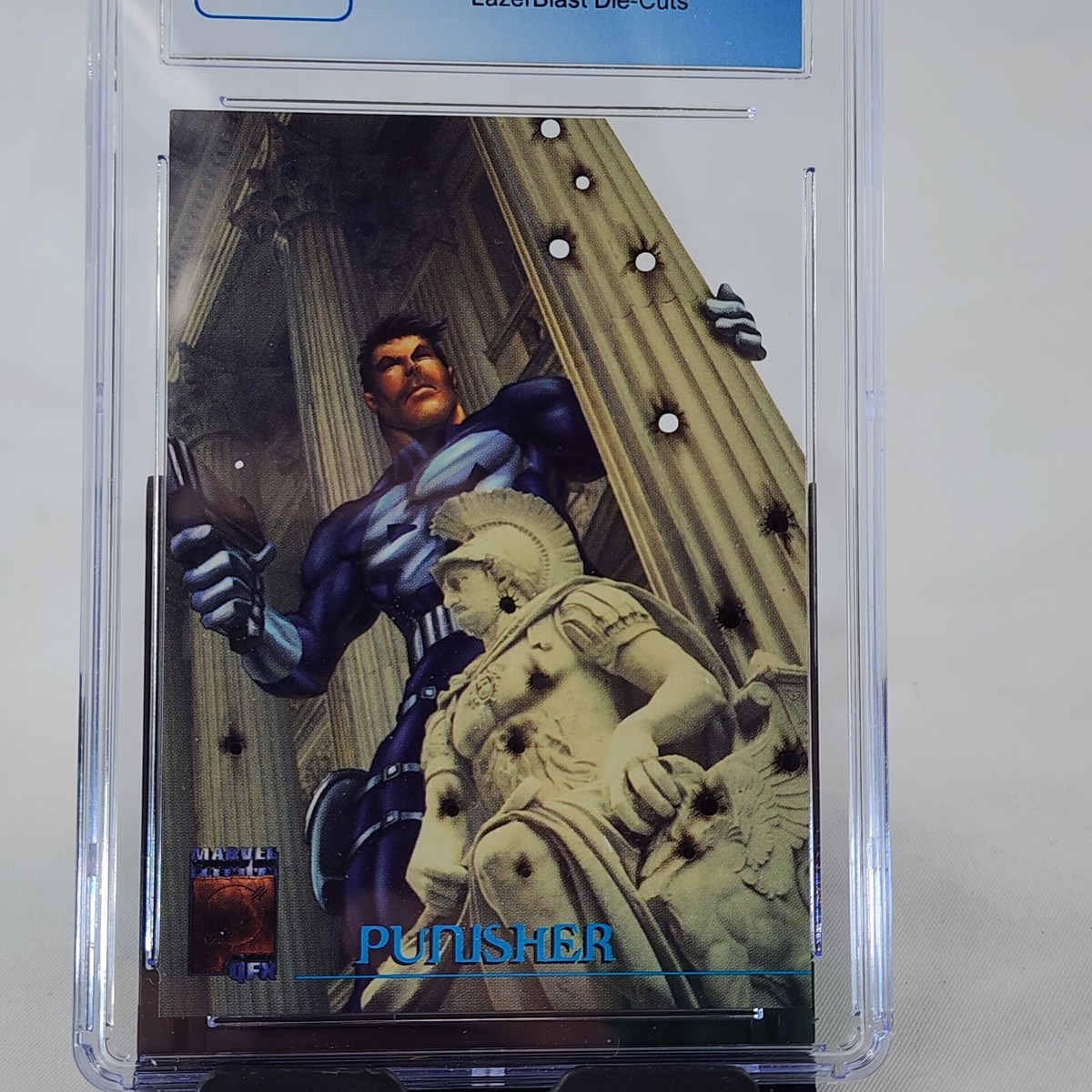 1997 Marvel Premium QFX #4 Lazer Blast Chase Punisher Die-Cut Card