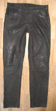 / MODEKA / Herren- LEDERJEANS / Nubuk- Lederhose in schwarz in W35 / L35