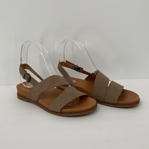 Market & Spruce Carlla Asymmetric sandal taupe tan shoe strappy flat brown new 8 - Picture 2 of 6