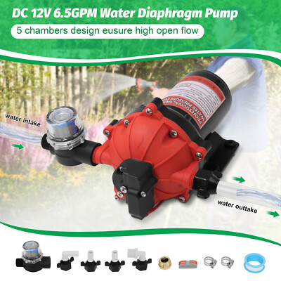 #ad 12V Water Pressure Diaphragm Pump Self Priming Pump 6.5 GPM 70 PSI for RV Yacht $84.99