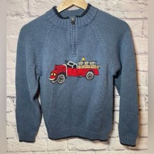 Vintage- Gymboree Boys Firehouse Hounds Fire Truck Sweater size 8 quarter zip